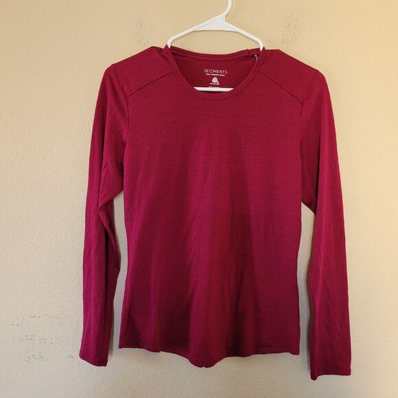 Seg'ments Shirt Size Small 100% Merino Wool Washable Long Sleeve Base Layer Red - Picture 1 of 4